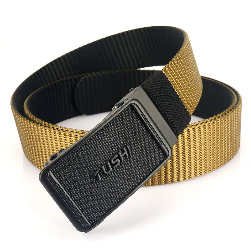 Men's Tactical Belt with Automatic Buckle & Nylon Canvas