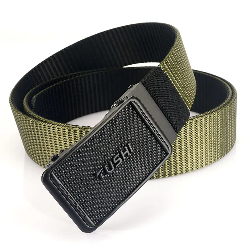 Men's Tactical Belt with Automatic Buckle & Nylon Canvas