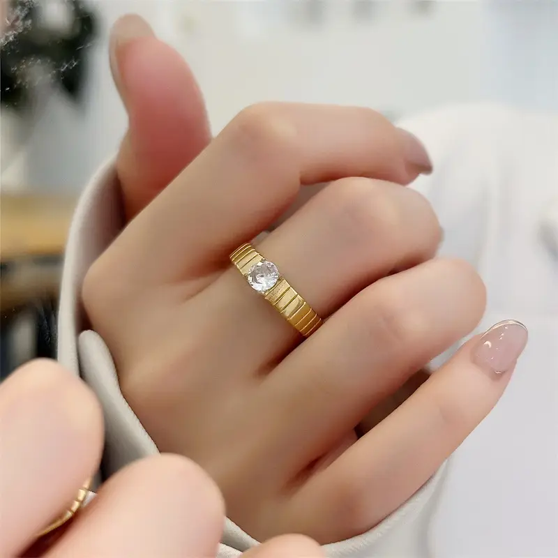 Titanium Gold Plated Women's Diamond Ring - Image 2