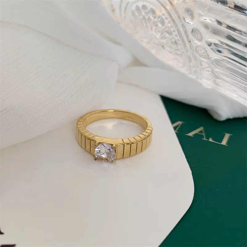 Titanium Gold Plated Women's Diamond Ring - Image 4
