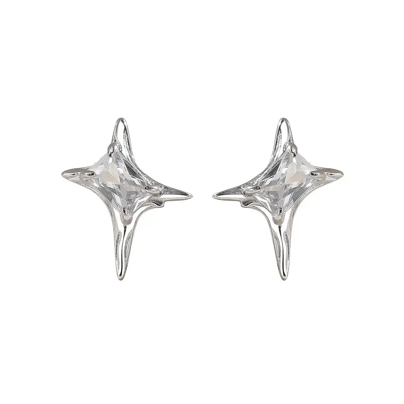 Liloch 4 Mans Star Zircon Earrings Silver Niche - Image 6