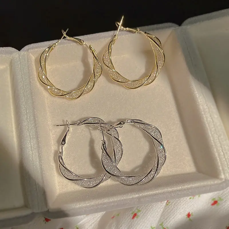 Twisted Hollow Earrings for Women Gold Silver 2024 - Image 5