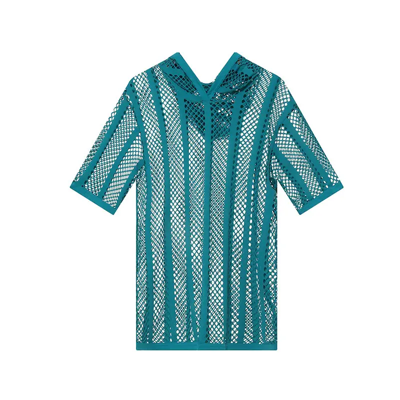 Men's Mesh Lace T-Shirt Cream Short Sleeve