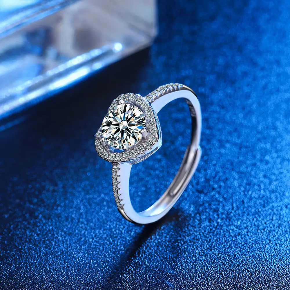 Heart Shaped Zircon Open Ring for Women - Image 7