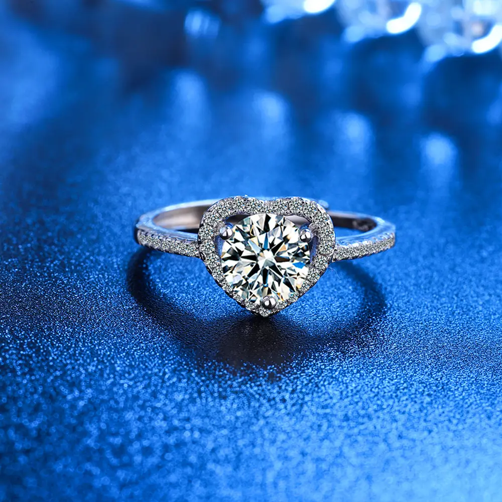 Heart Shaped Zircon Open Ring for Women - Image 3