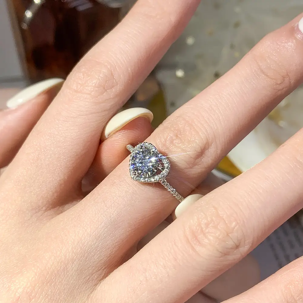 Heart Shaped Zircon Open Ring for Women - Image 5