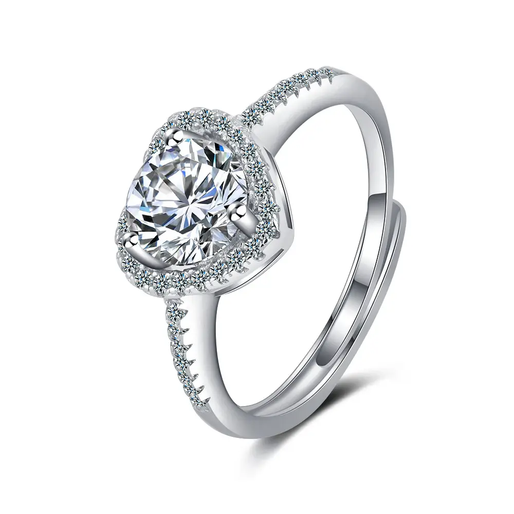 Heart Shaped Zircon Open Ring for Women - Image 6