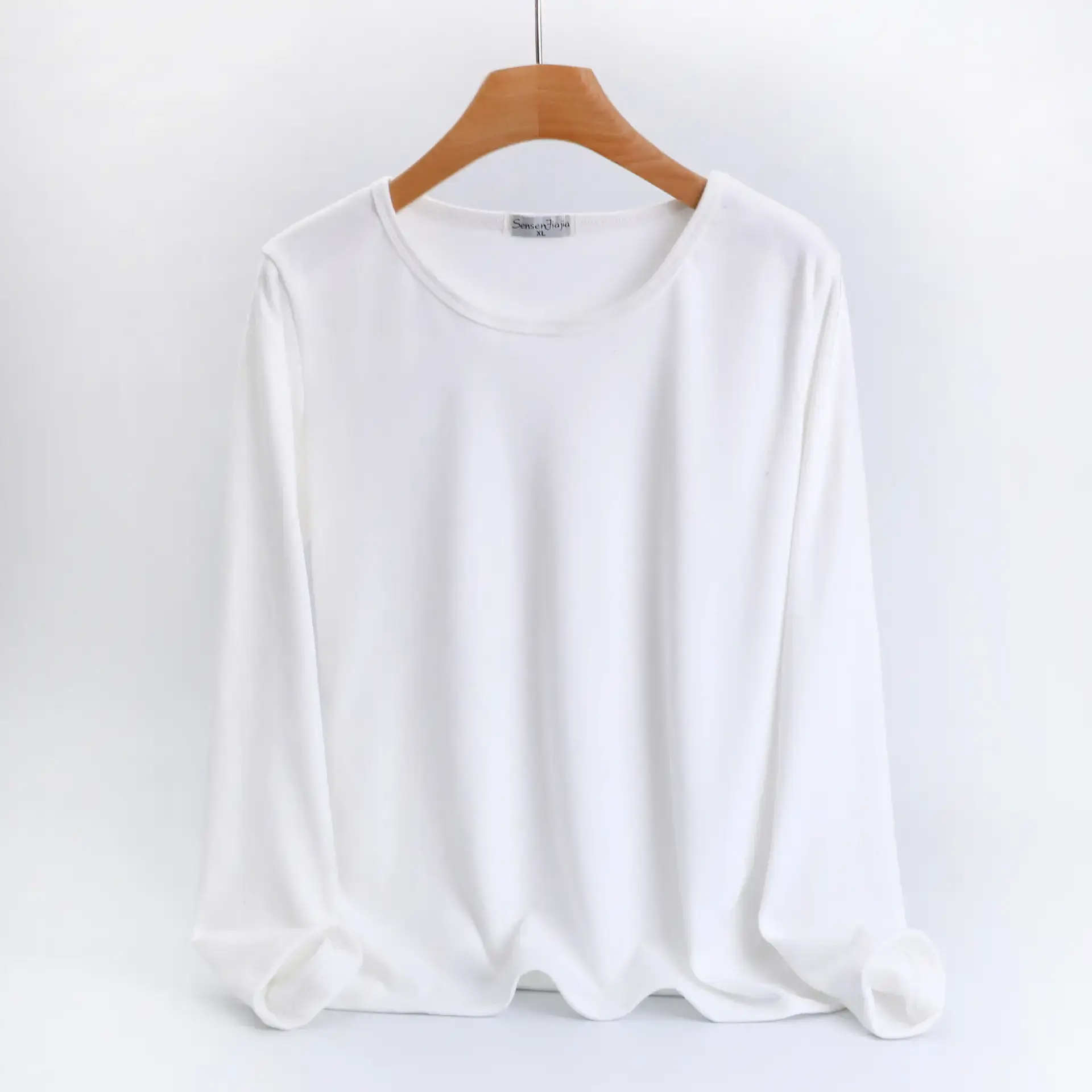 Korean Style Fleece Wrap Edge T-Shirt Dark Blue - Image 6