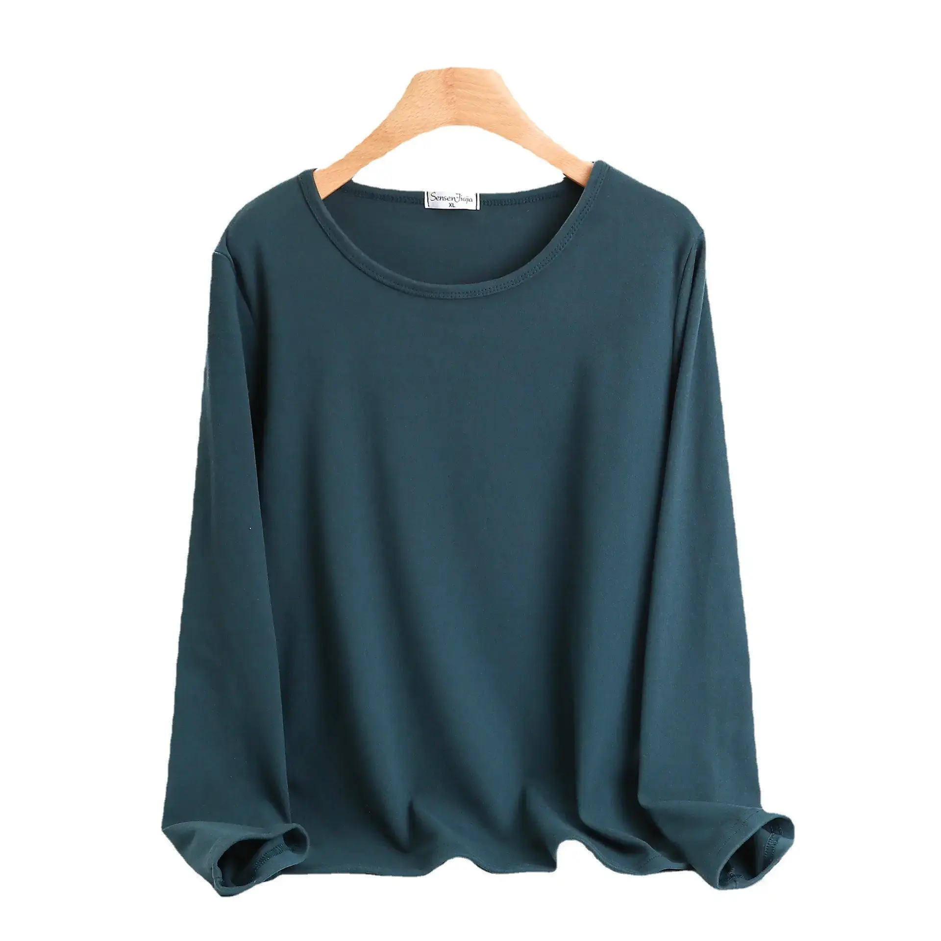 Korean Style Fleece Wrap Edge T-Shirt Dark Blue - Image 9