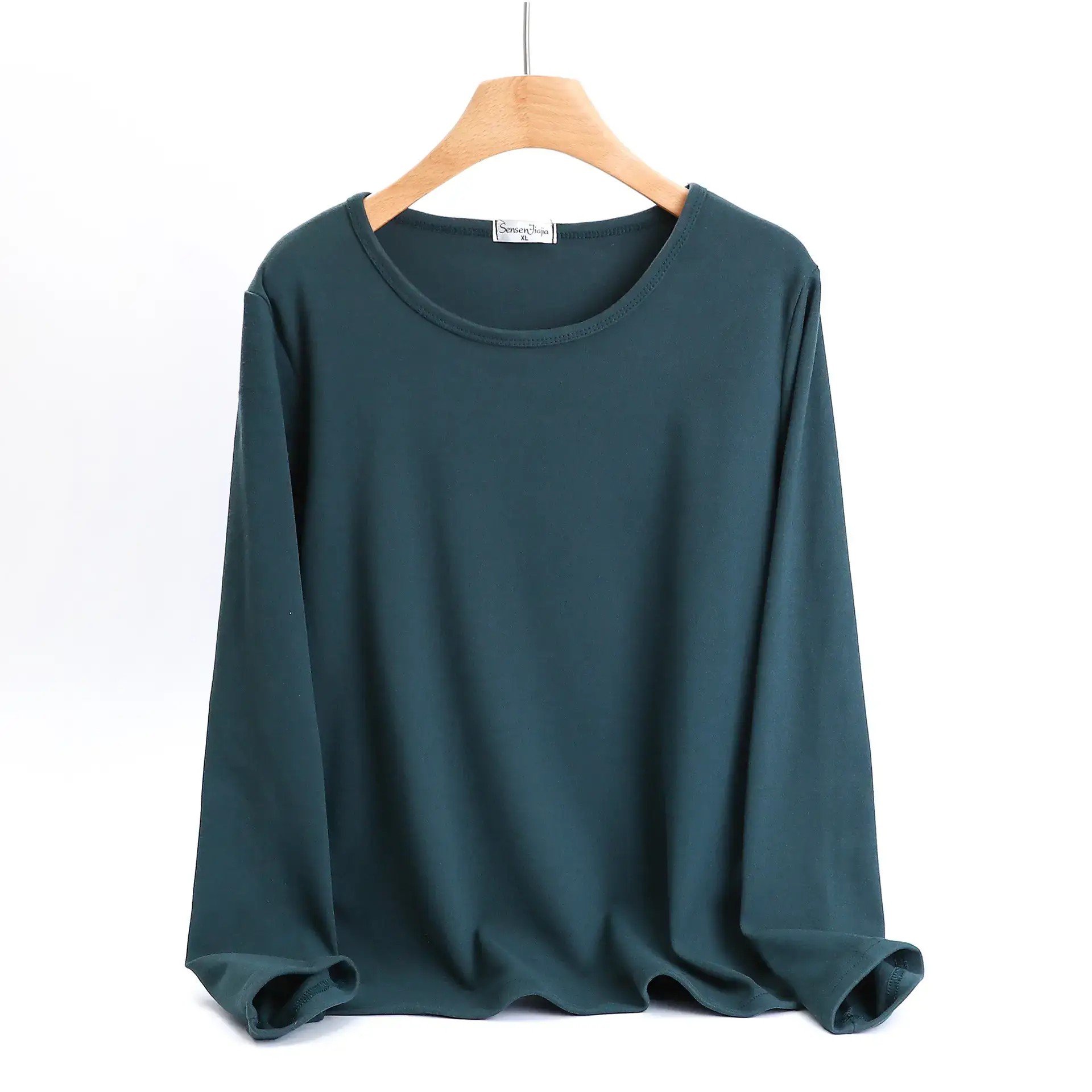 Korean Style Fleece Wrap Edge T-Shirt Dark Blue - Image 3