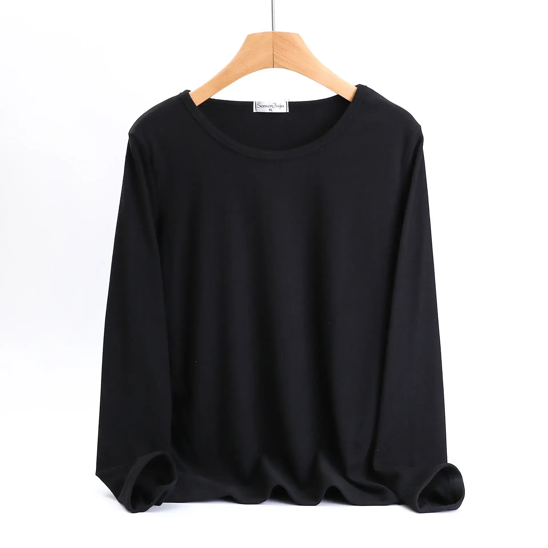 Korean Style Fleece Wrap Edge T-Shirt Dark Blue - Image 5