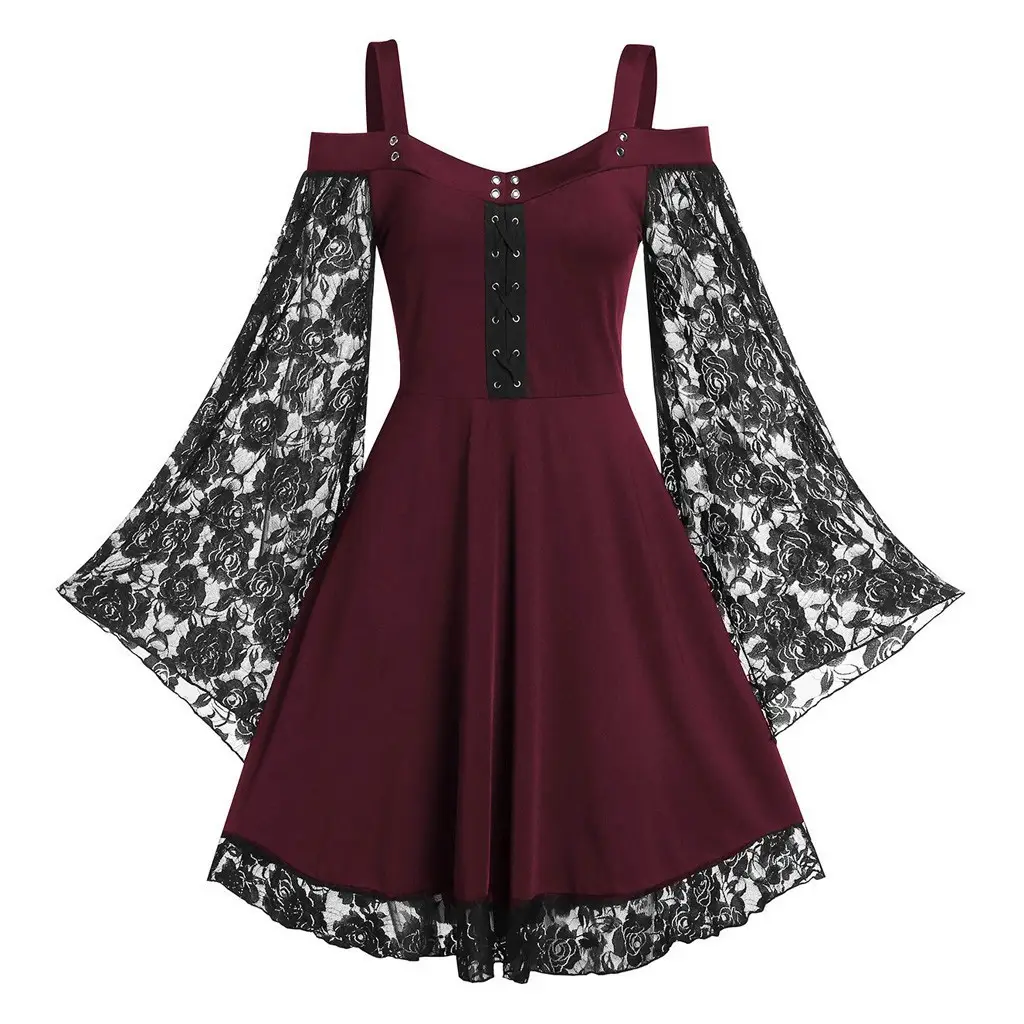 Green Lace Trumpet Dress for Women with European Design