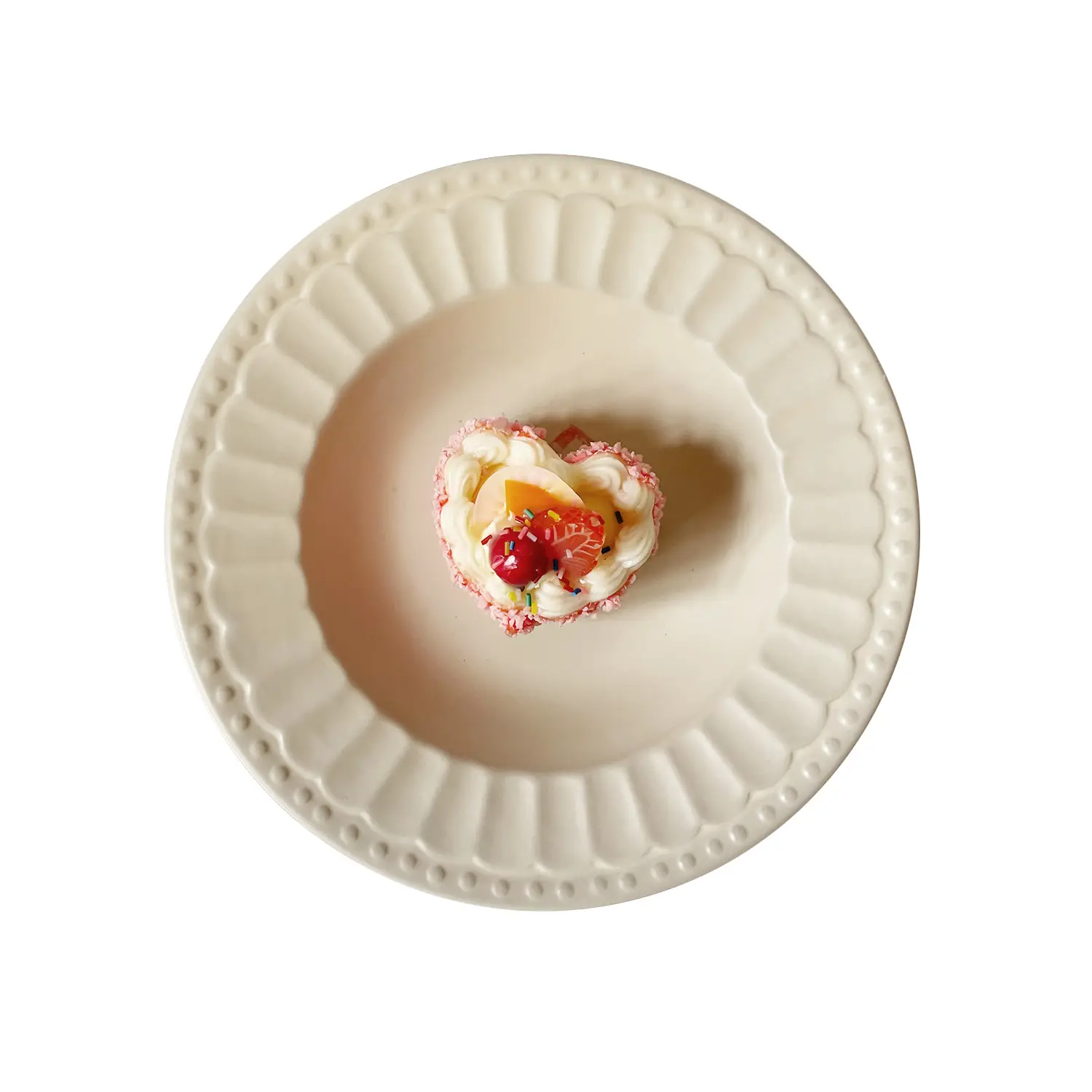 Wholesale Embossed Ceramic Plates Matte Red White Gray - Image 9