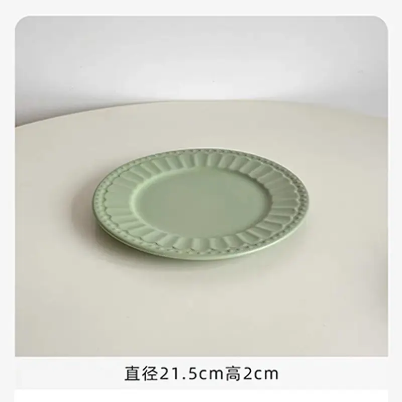 Wholesale Embossed Ceramic Plates Matte Red White Gray - Image 3