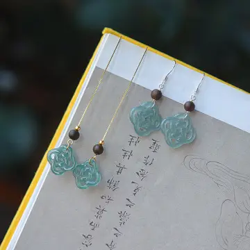 Natural Blue Jade Earrings 14K Gold Plated — feature 4