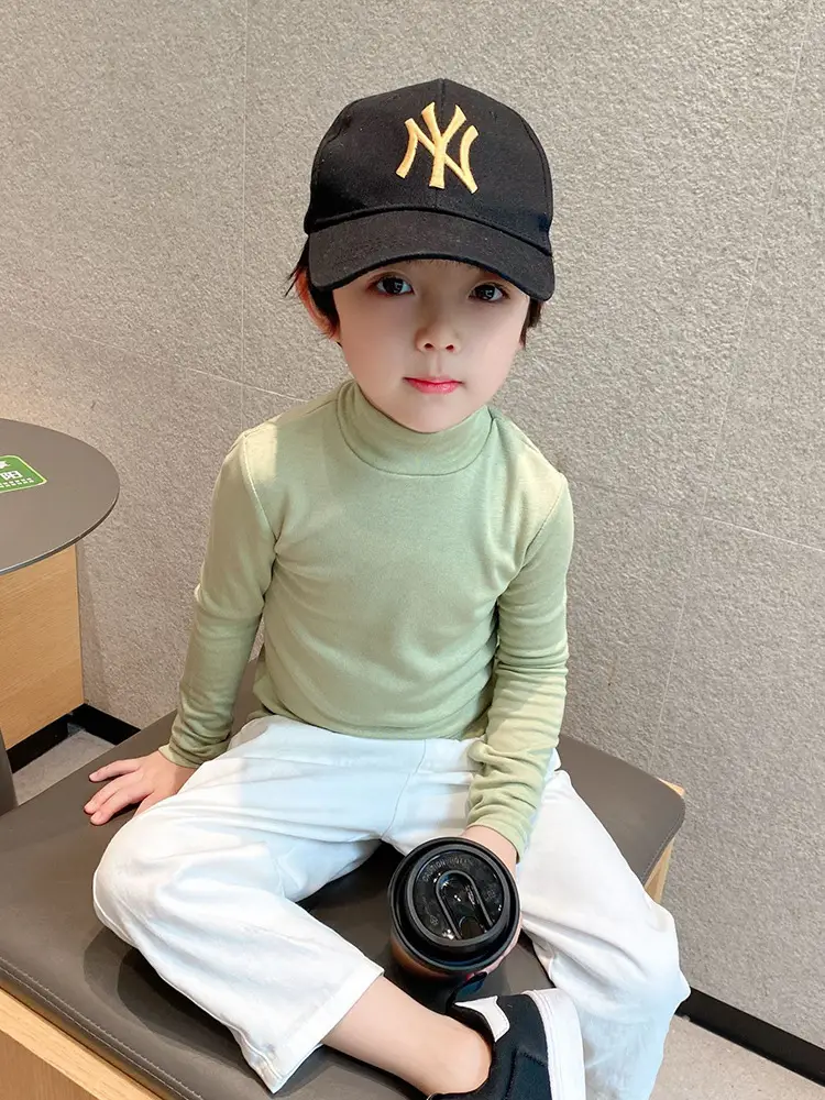 Kids Korean Style Turtleneck Top White Pants Set
