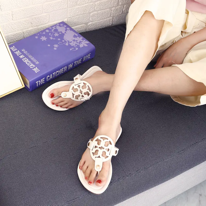 Women Pink Floral Cross Strap Flip Flops