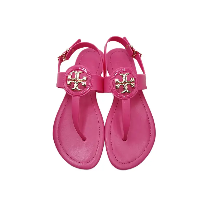 Women Pink Floral Cross Strap Flip Flops