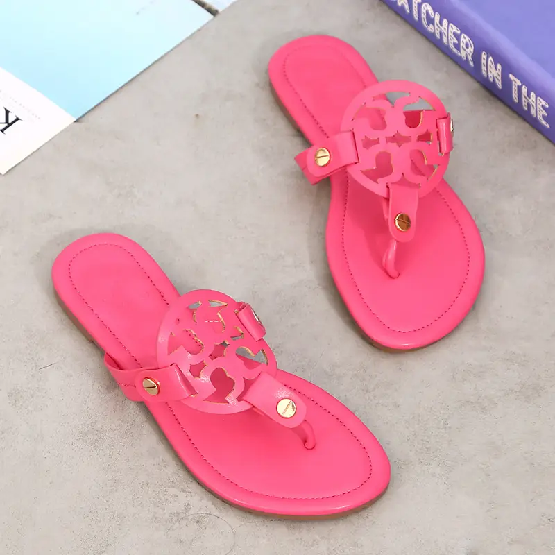 Women Pink Floral Cross Strap Flip Flops