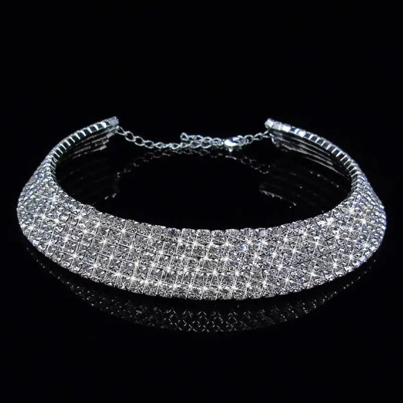 Luxury Wedding Party Necklace with Crystal Diamonds - Image 10