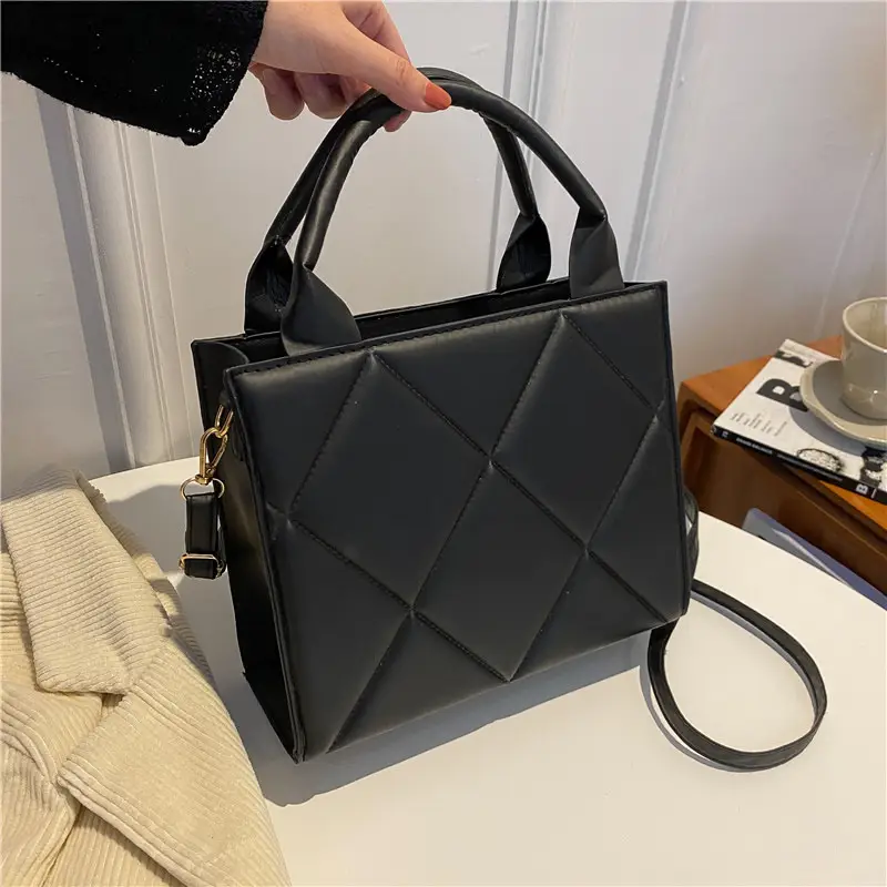White Quilted Shoulder Crossbody Tote Bag for Women