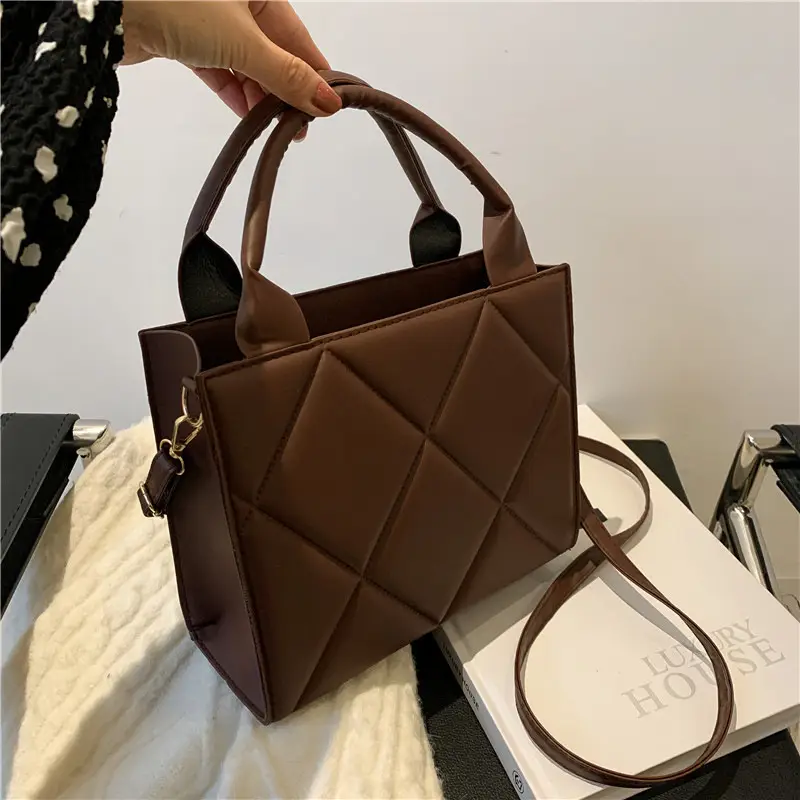 White Quilted Shoulder Crossbody Tote Bag for Women