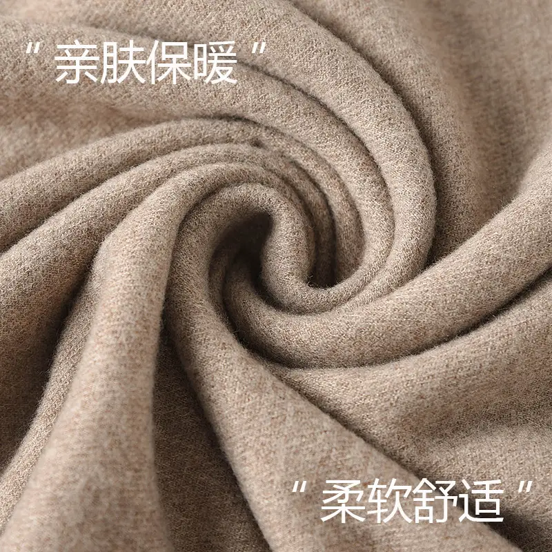 Women's Cashmere Hand Scarf Solid Brown Tassel Shawl - Image 48