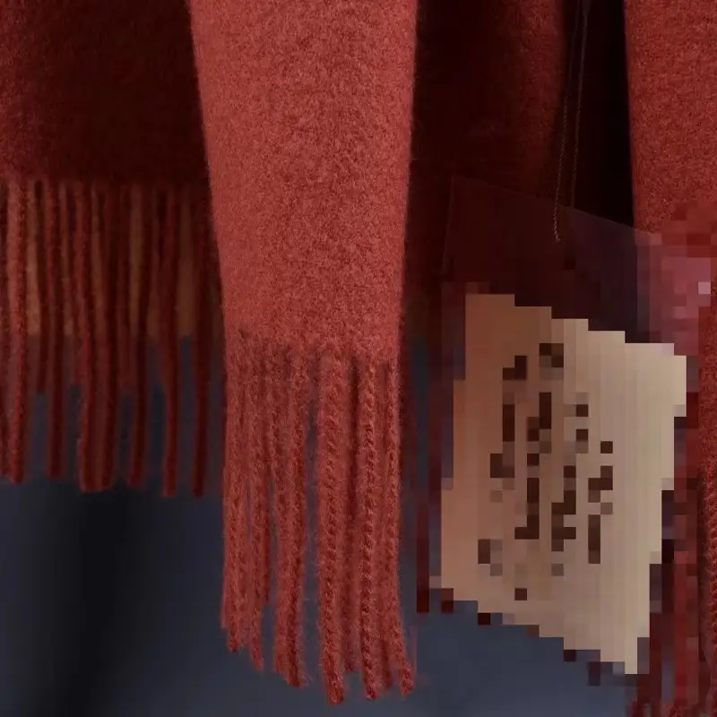 Women's Cashmere Hand Scarf Solid Brown Tassel Shawl - Image 2