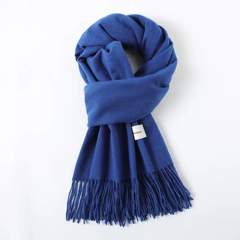 Women's Cashmere Hand Scarf Solid Brown Tassel Shawl - Image 31