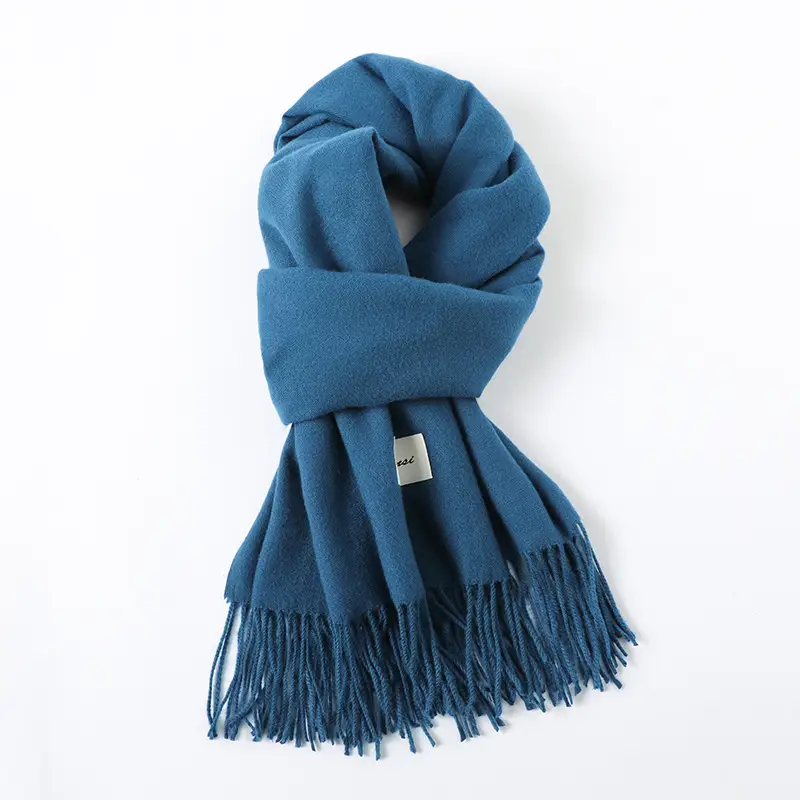 Women's Cashmere Hand Scarf Solid Brown Tassel Shawl - Image 33