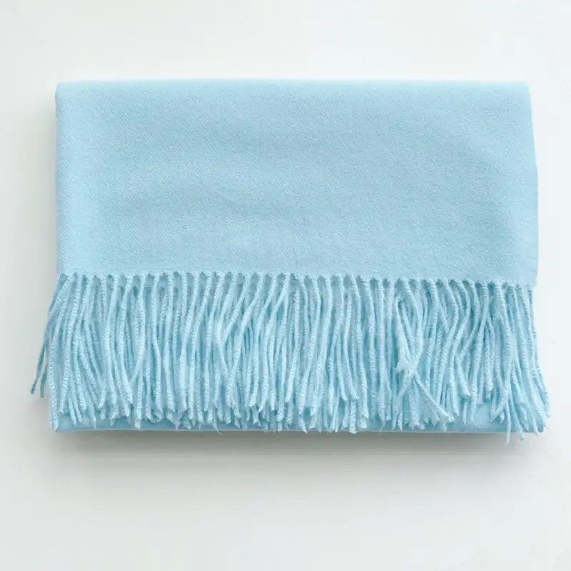 Women's Cashmere Hand Scarf Solid Brown Tassel Shawl - Image 40