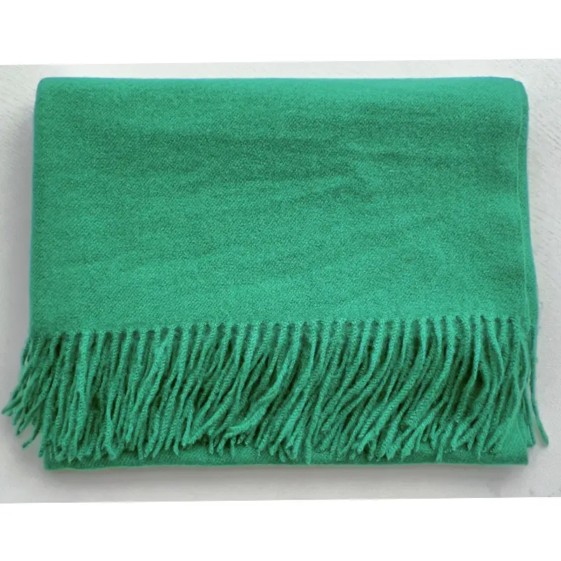 Women's Cashmere Hand Scarf Solid Brown Tassel Shawl - Image 44