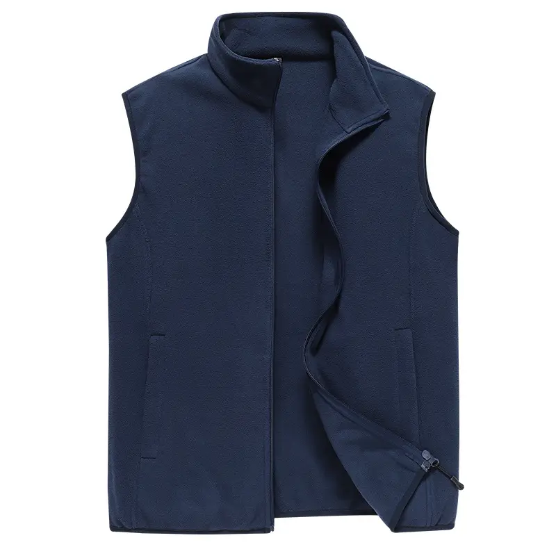 Men's Grey Fleece Vest with Collar