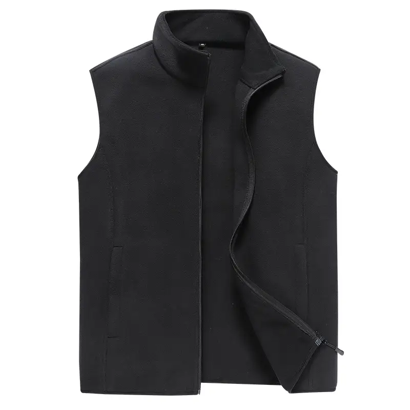 Men's Grey Fleece Vest with Collar