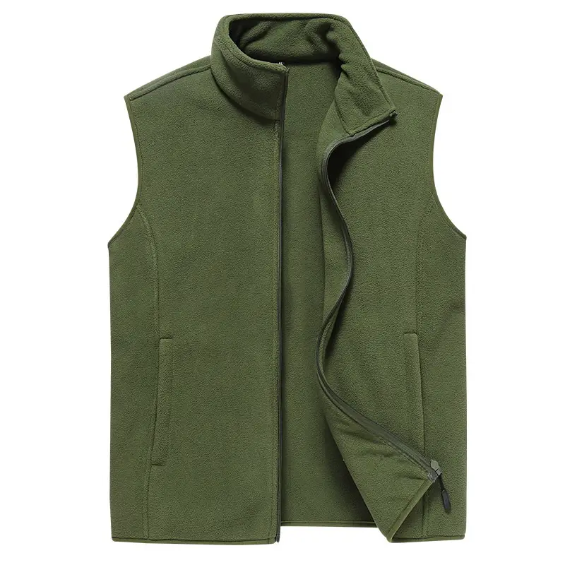 Men's Grey Fleece Vest with Collar