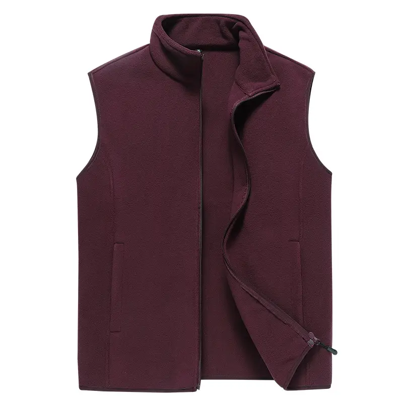 Men's Grey Fleece Vest with Collar