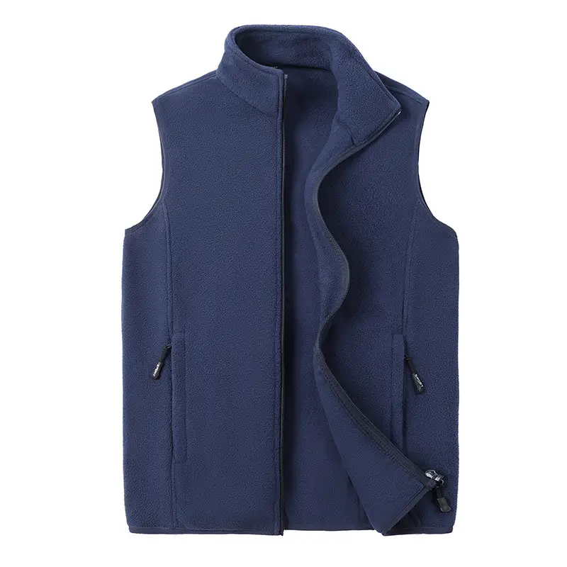 Men's Grey Fleece Vest with Collar