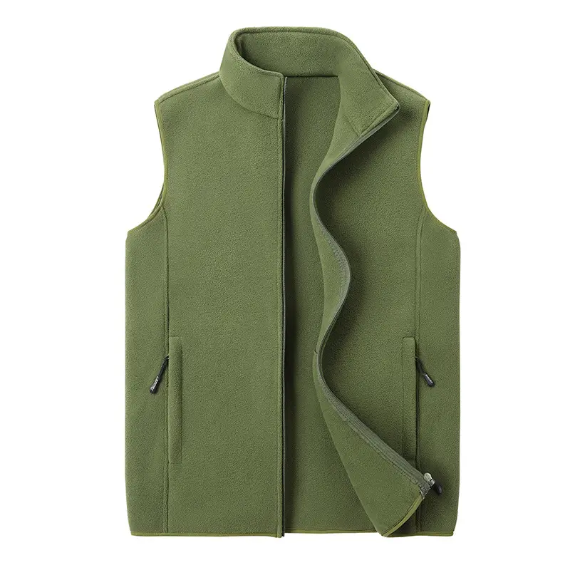 Men's Grey Fleece Vest with Collar
