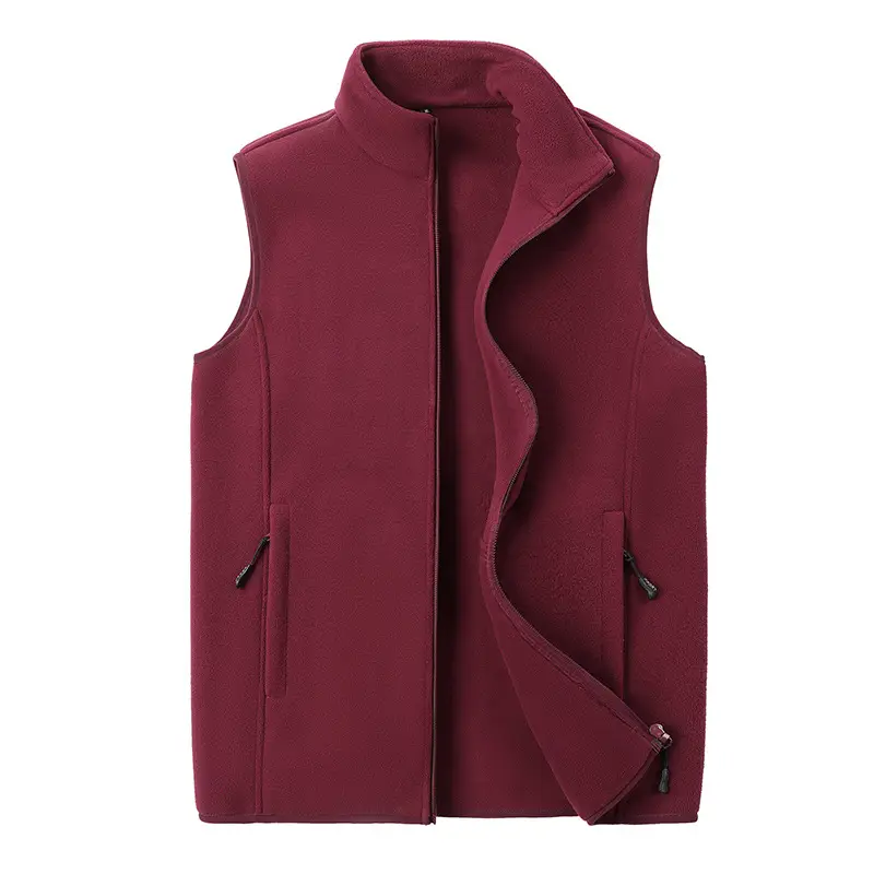 Men's Grey Fleece Vest with Collar