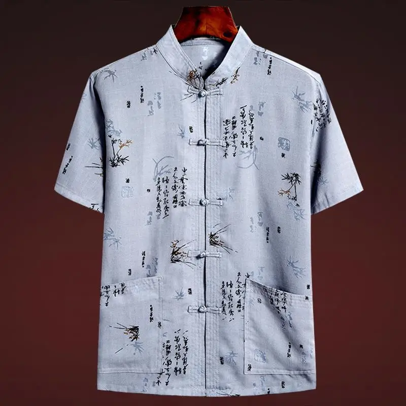 Men Linen Tang Suit Retro Father's Day Casual Wear