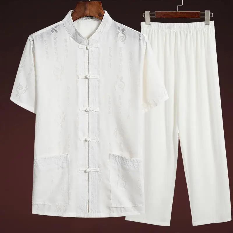 Men Linen Tang Suit Retro Father's Day Casual Wear