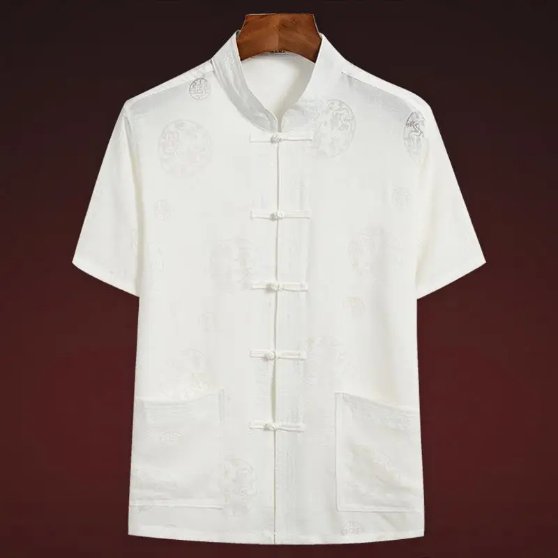 Men Linen Tang Suit Retro Father's Day Casual Wear