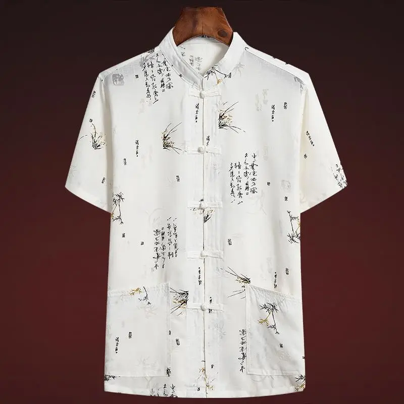 Men Linen Tang Suit Retro Father's Day Casual Wear