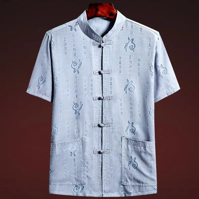 Men Linen Tang Suit Retro Father's Day Casual Wear