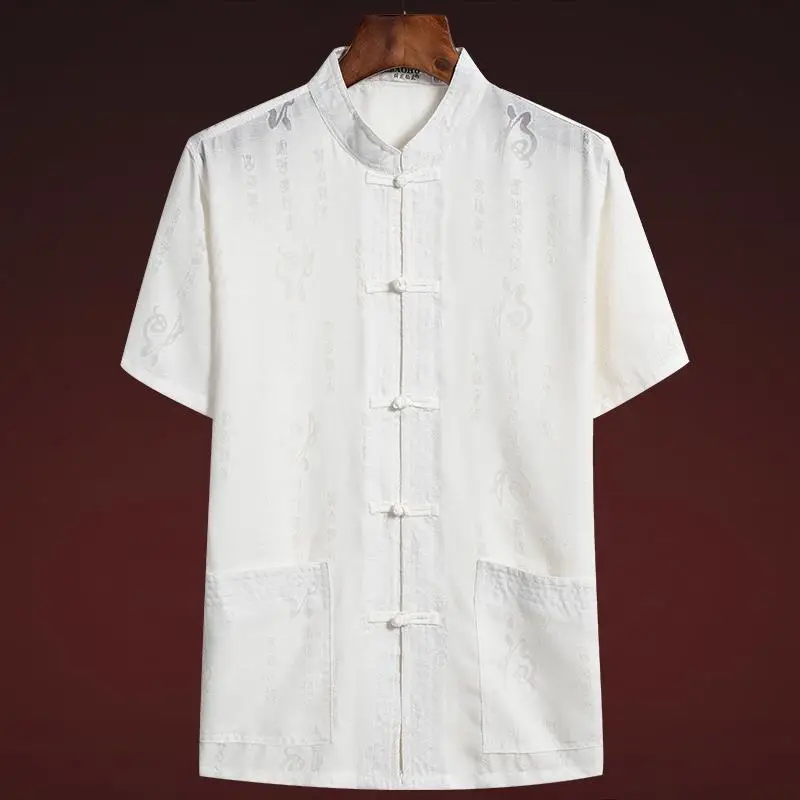 Men Linen Tang Suit Retro Father's Day Casual Wear