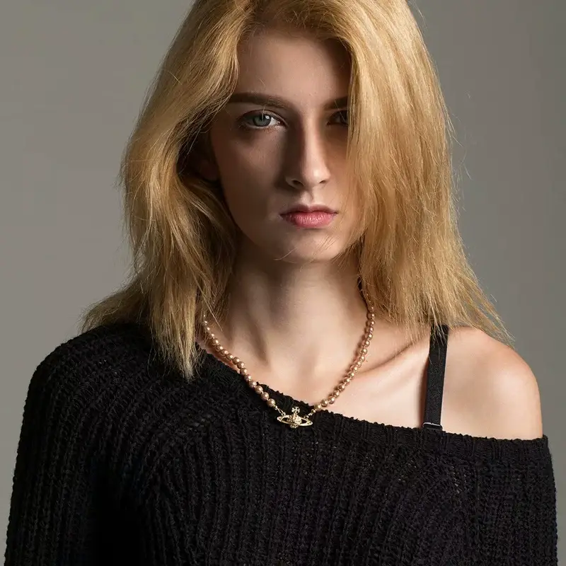Saturn Pearl Necklace Clavicle Chain NANA Punk — feature 13