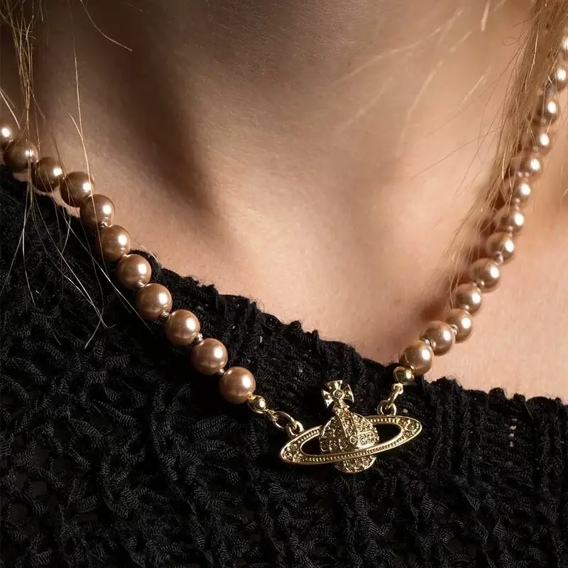 Saturn Pearl Necklace Clavicle Chain NANA Punk — feature 14