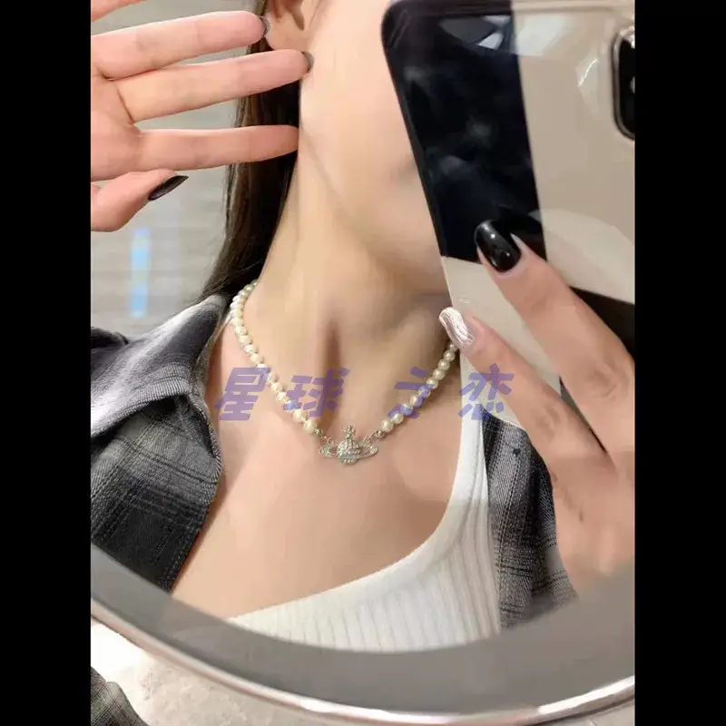 Saturn Pearl Necklace Clavicle Chain NANA Punk — feature 38
