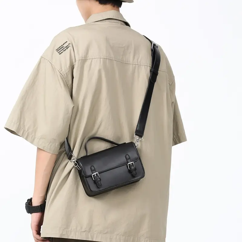 Men's Black Crossbody Bag Small Square 2024