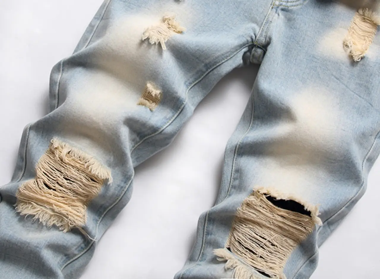 European American Boys Light Blue Ripped Straight Jeans — feature 5